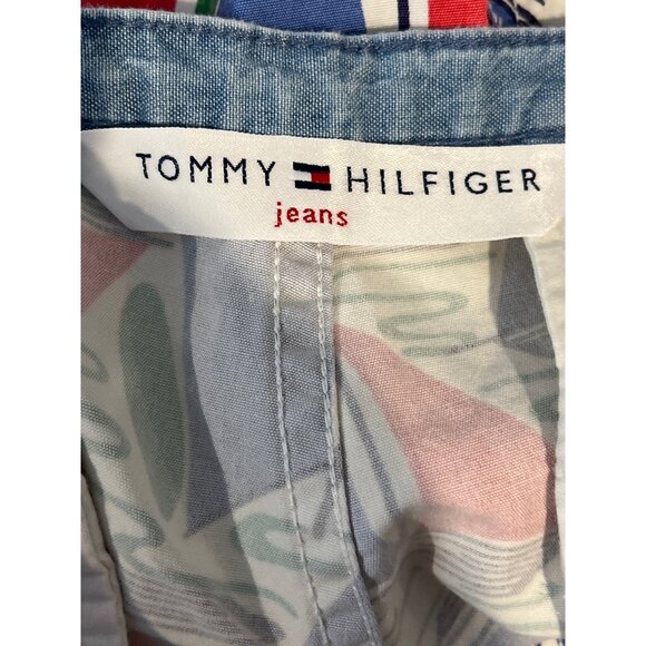 Tommy Hilfiger Sailboat Print Cropped Pants Size 4 Blue Red Nautical Cotton - Picture 6 of 11
